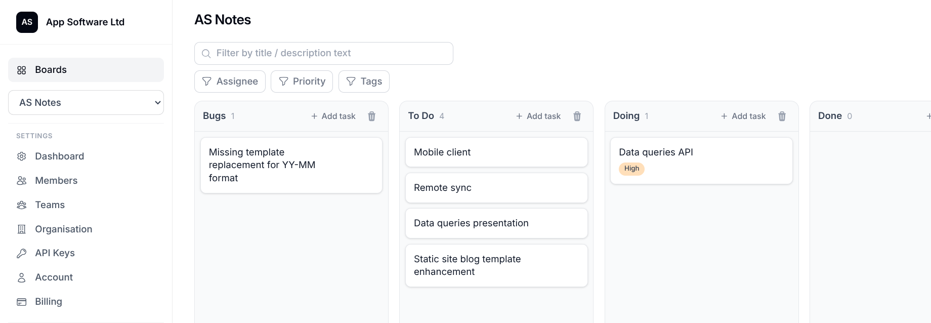 AgentKanban AS Notes Example Board