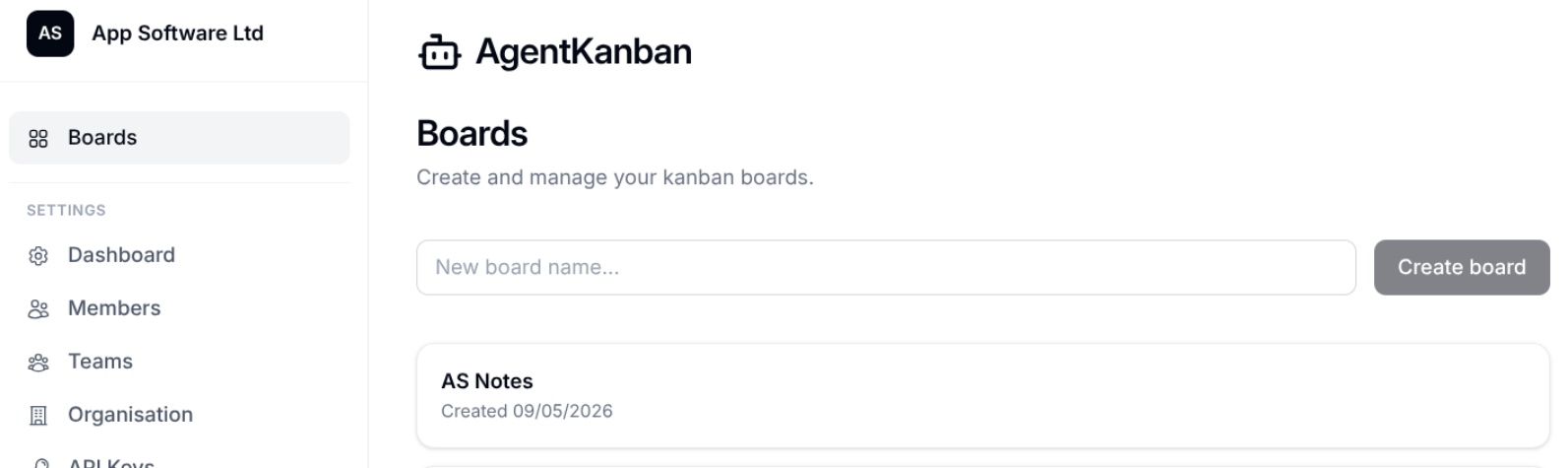 AgentKanban create kanban board