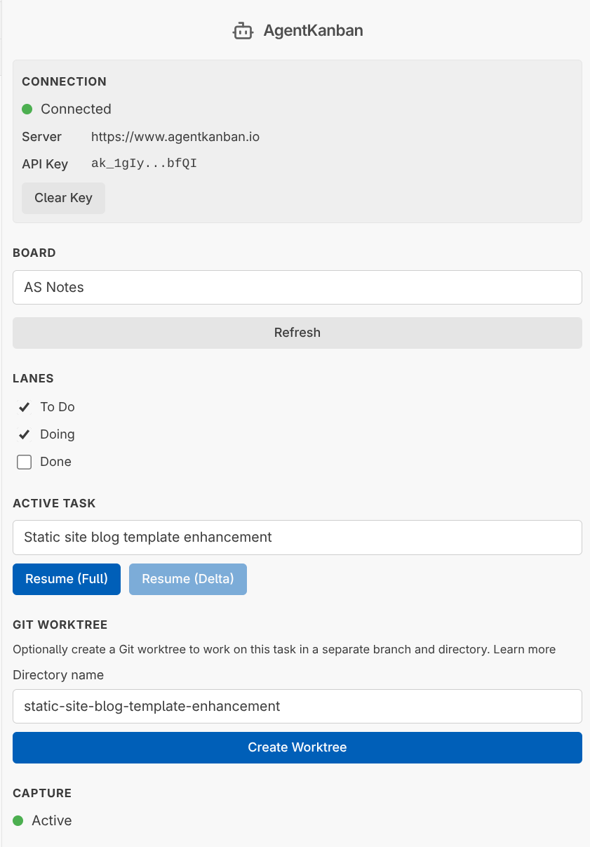 AgentKanban select board and task