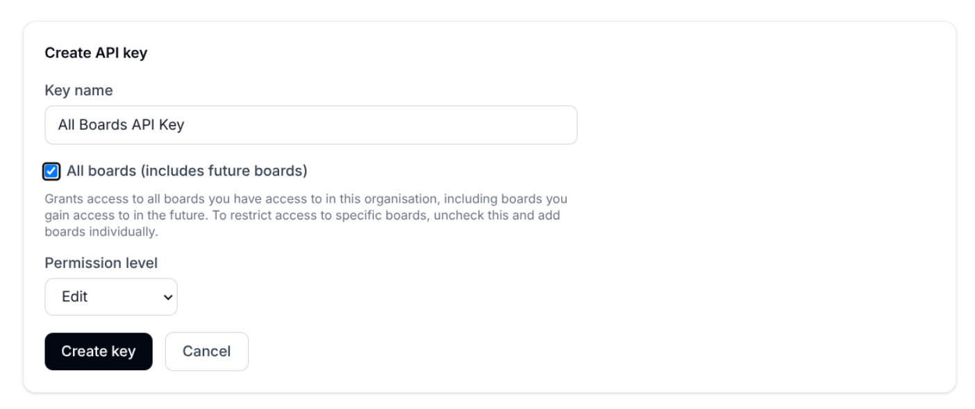 AgentKanban create an API key