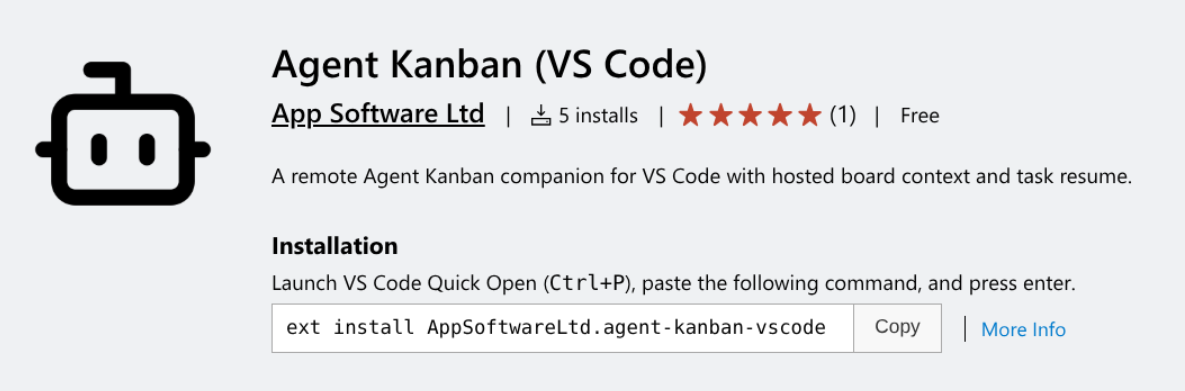 Install AgentKanban VS Code extension